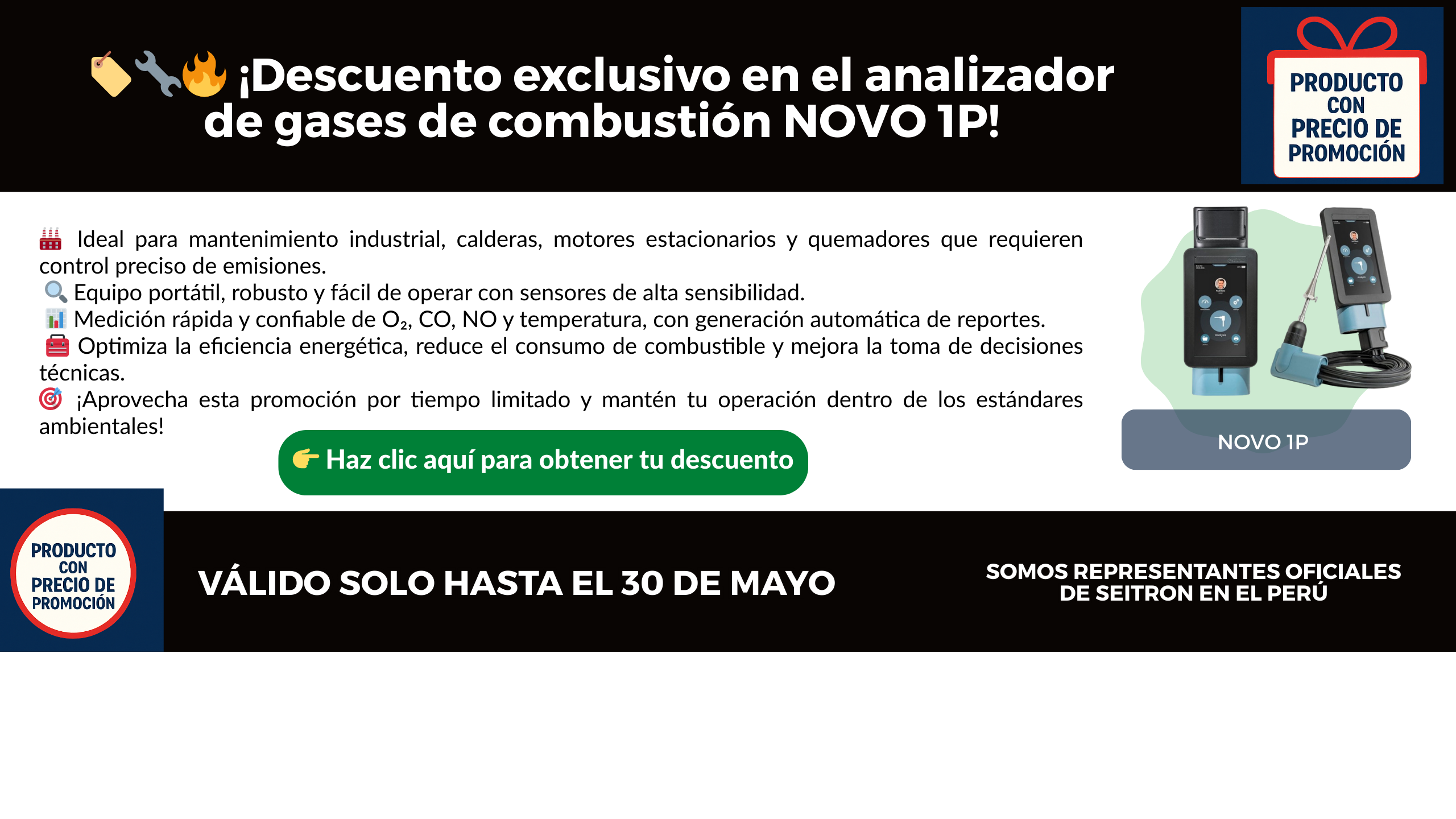 Analizador de gases de combustion NOVO 1P SEITRON
