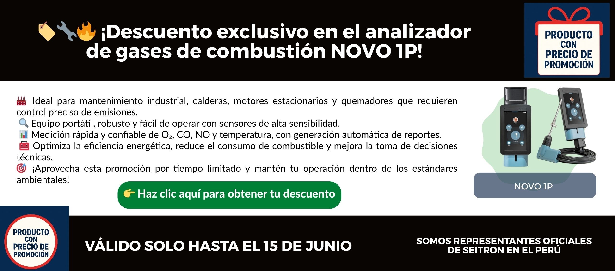 Analizador de gases de combustion NOVO 1P SEITRON