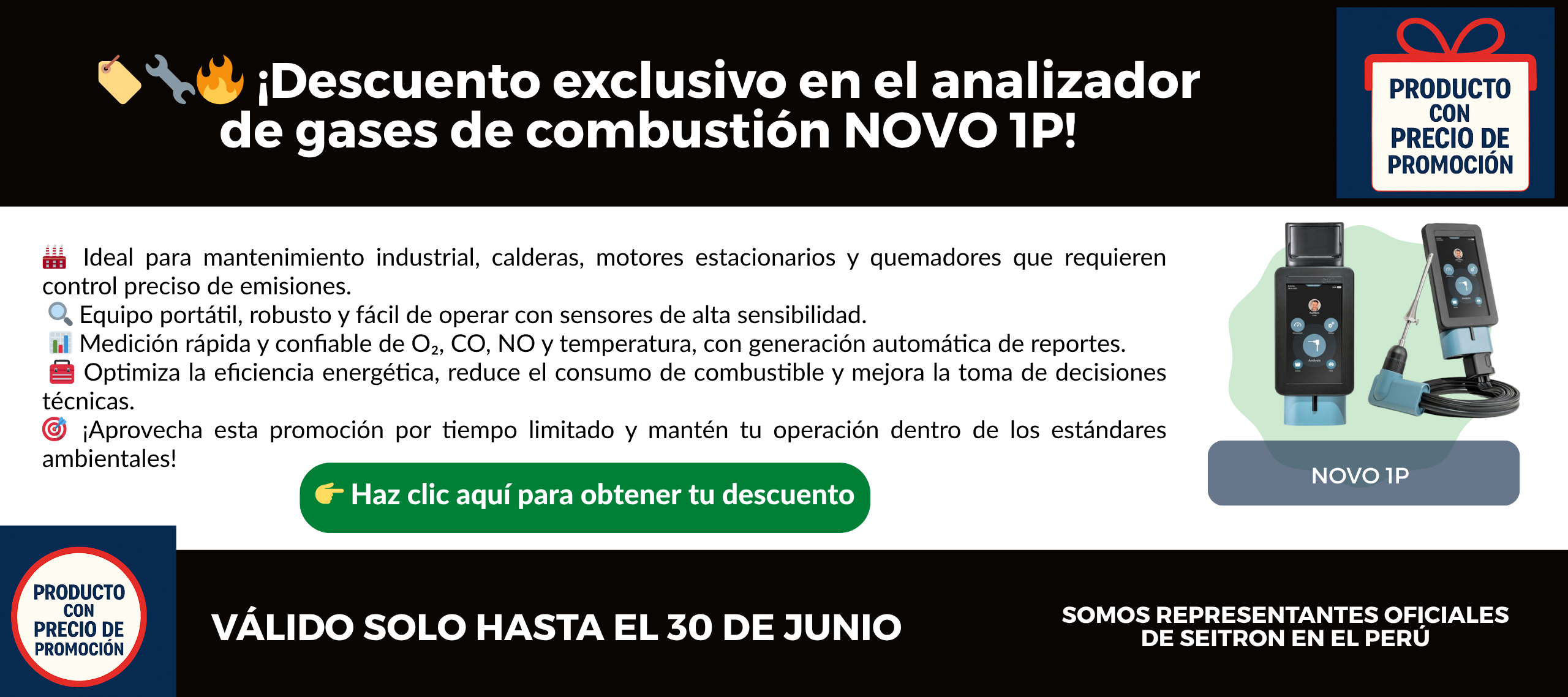 Analizador de gases de combustion NOVO 1P SEITRON