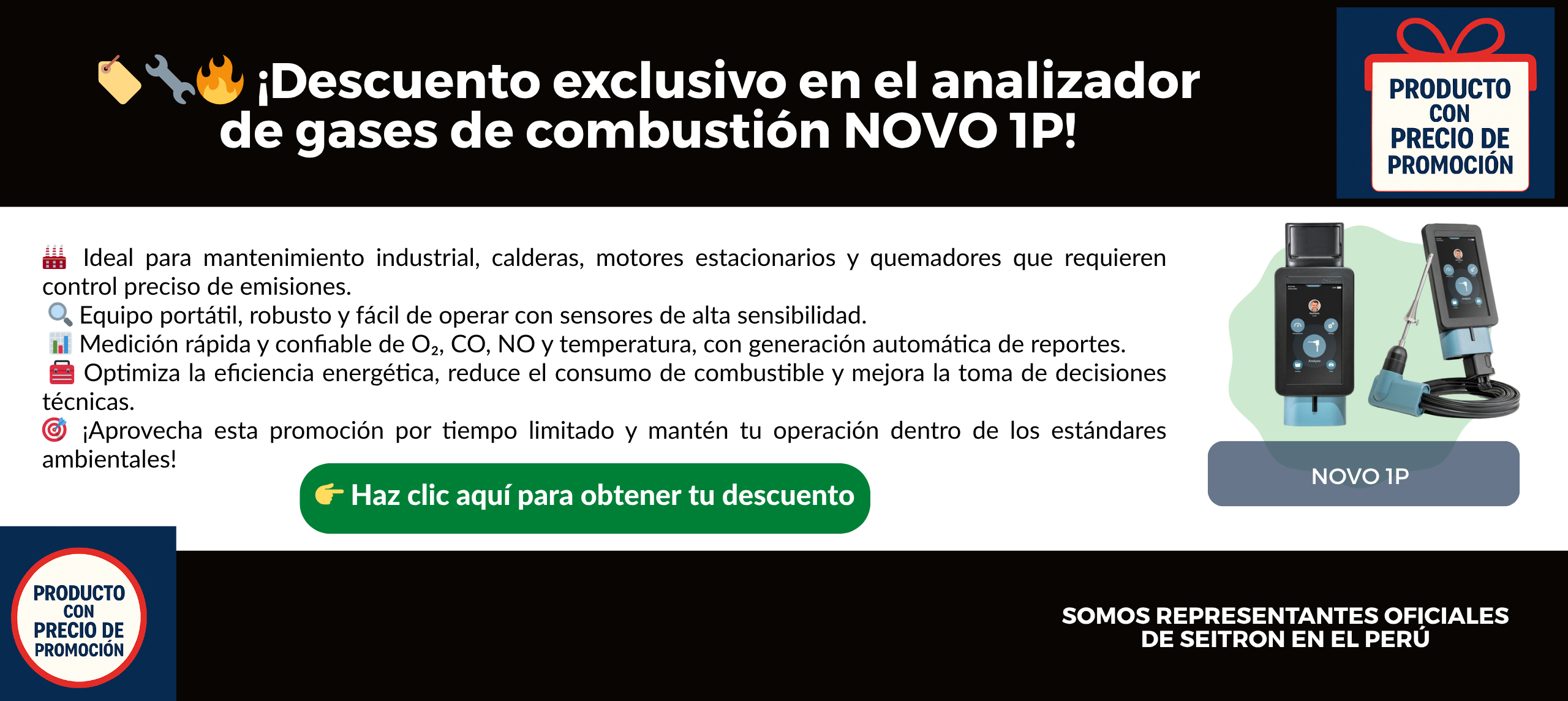 Analizador de gases de combustion NOVO 1P SEITRON
