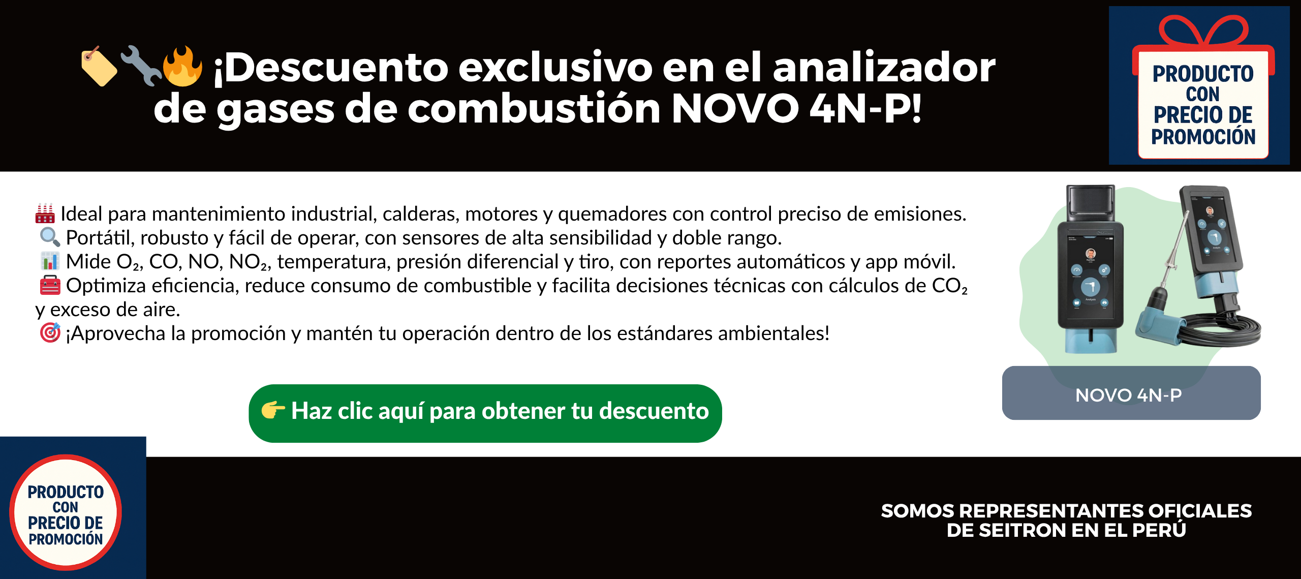 Analizador de gases de combustion NOVO 4N-P SEITRON